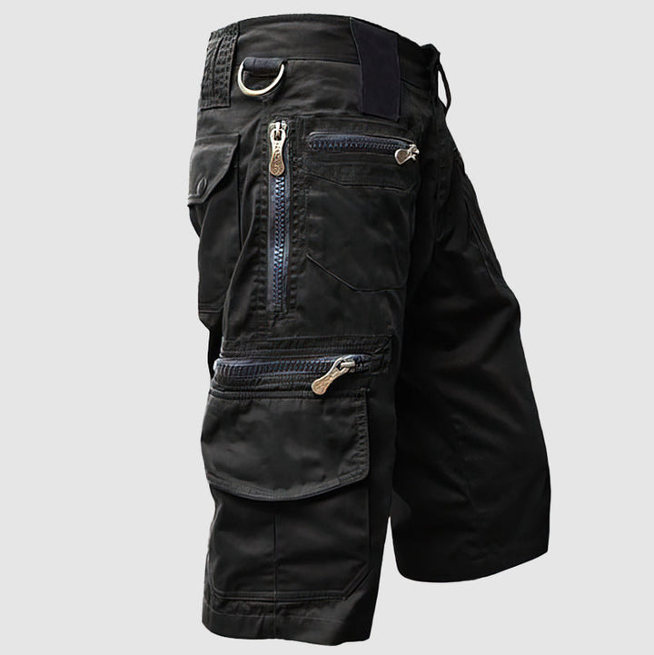 Men's Cargo Shorts, knee-length, multi-pocket utility design; rugged look, ideal for casual or outdoor activities.