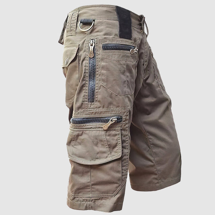 Men's Cargo Shorts, knee-length, multi-pocket utility design; rugged look, ideal for casual or outdoor activities.
