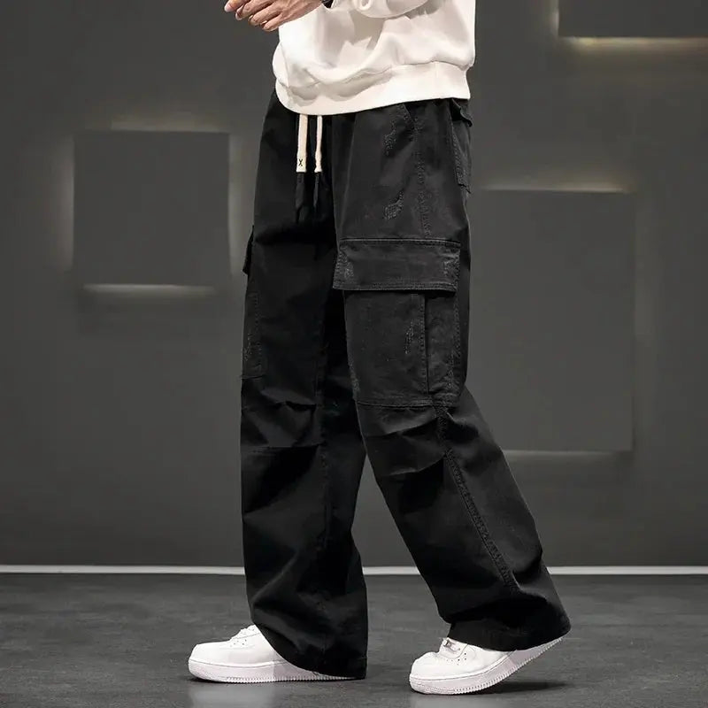 Durable men's straight leg cargo trousers, perfect outdoor pants & workwear with multiple spacious pockets.