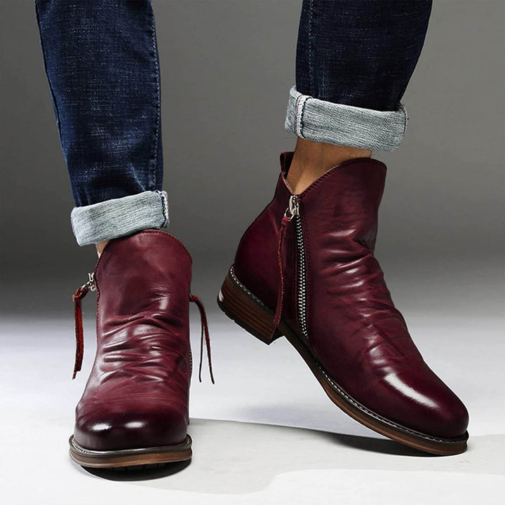 Full view: Men's elegant casual boots, highlighting timeless style, comfort, and durable construction.