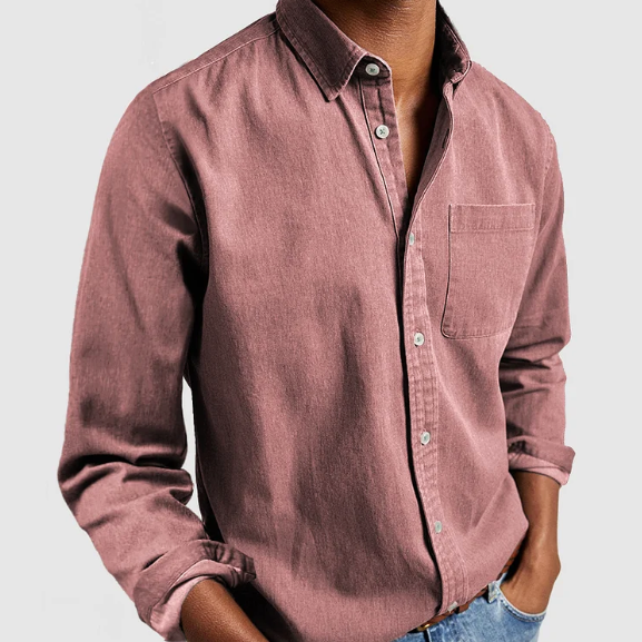 Men's Casual Denim Shirt in soft cotton, classic button-down style, blue color, perfect for casual to semi-formal settings.