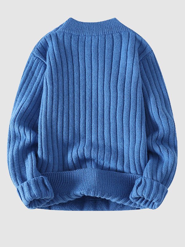 Cozy men's cable knit crew neck sweater, ideal for layering or casual everyday winter wear.