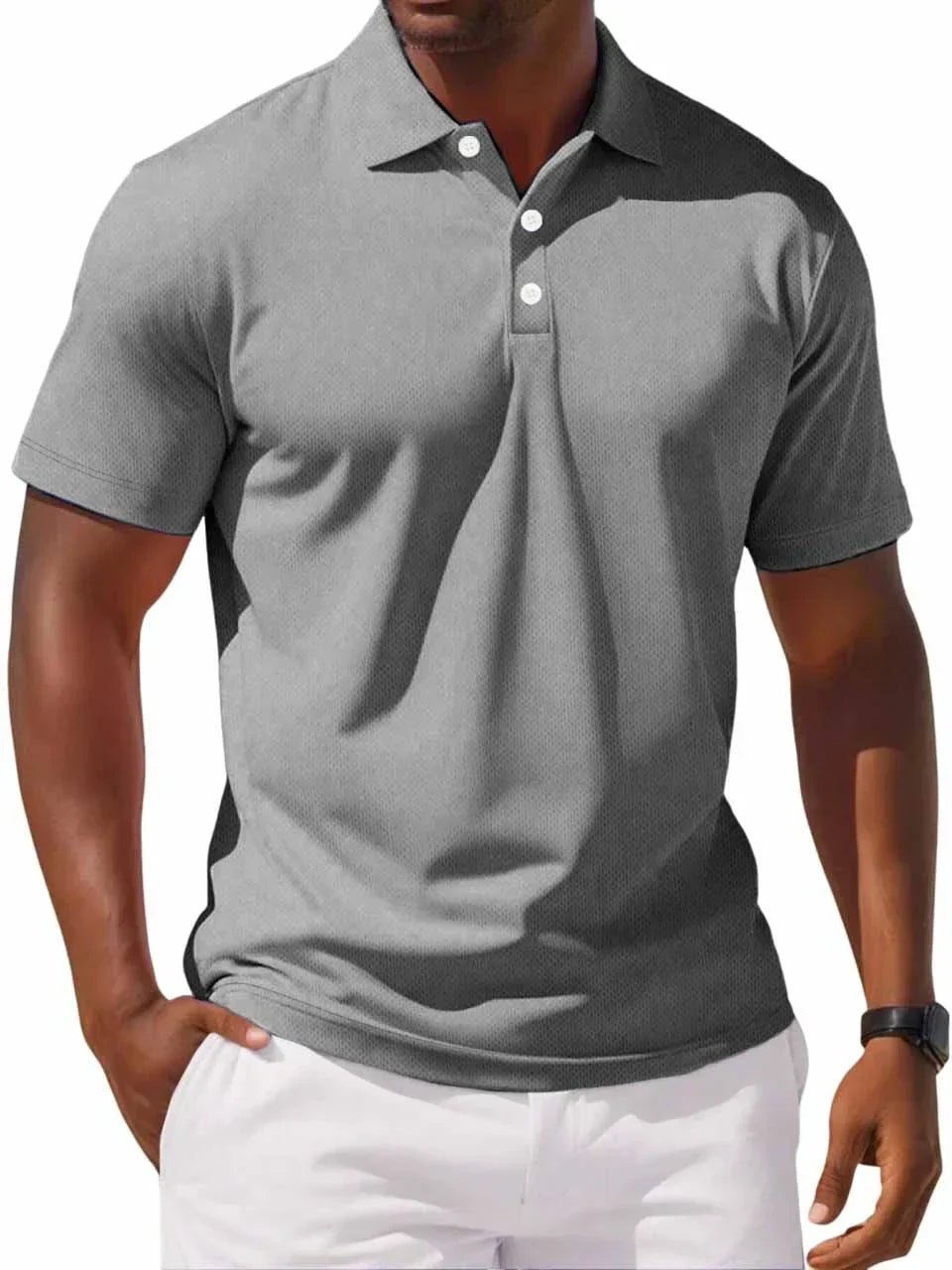 "Men's Classic Cotton Polo Shirt in blue, 100% cotton, classic fit, soft breathable fabric, versatile for casual wear."