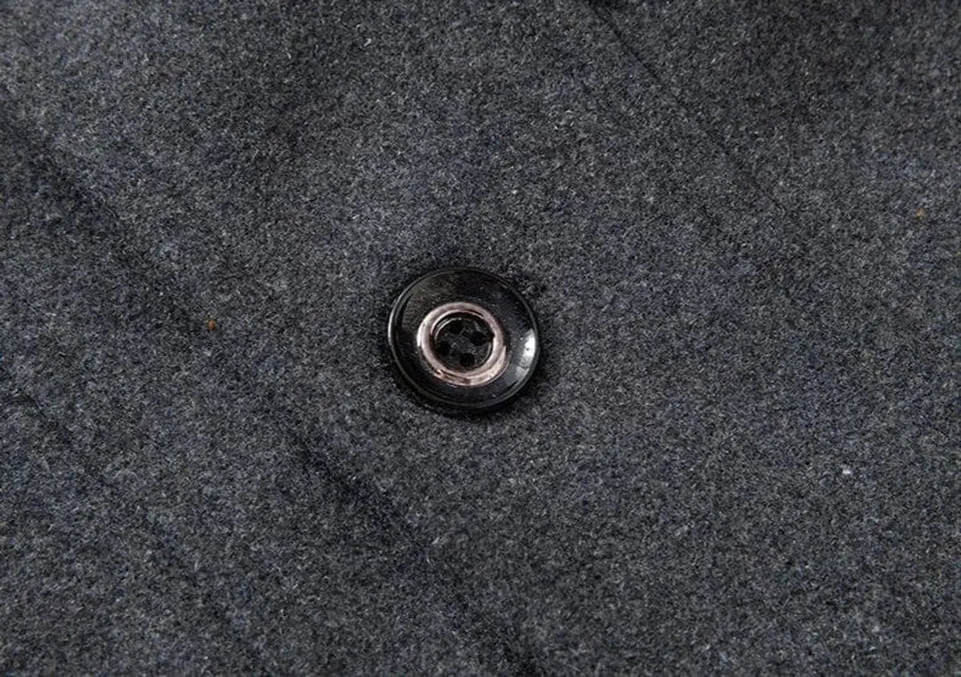 Tailored men's double-layer winter coat, mid-length, single-breasted. Smart design with integrated knit collar detail.