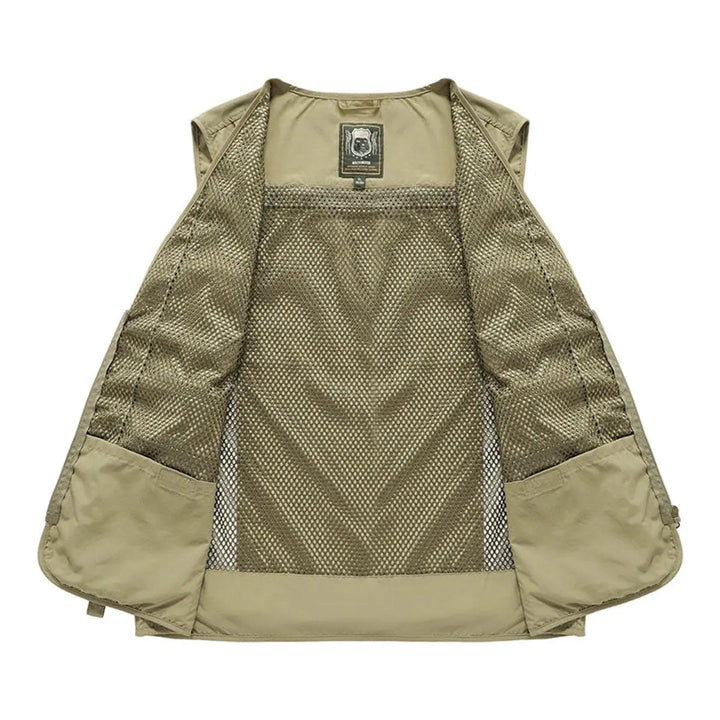Men's layering vest, multi-pocket design, perfect for outdoor fishing, hiking, and travel in autumn/winter.