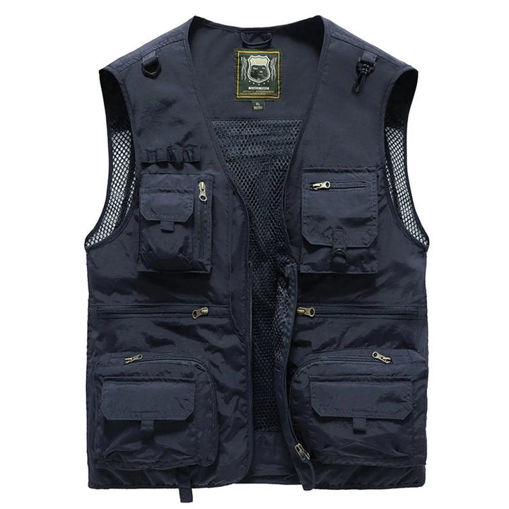 Durable men's outdoor vest for fishing & hiking, comfortable layering piece for autumn/winter.