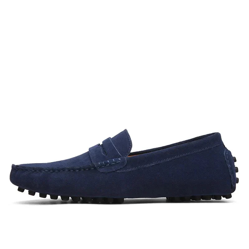 "Men's Italian-style suede loafers with elegant design, featuring premium suede and durable rubber outsole for all-season wea