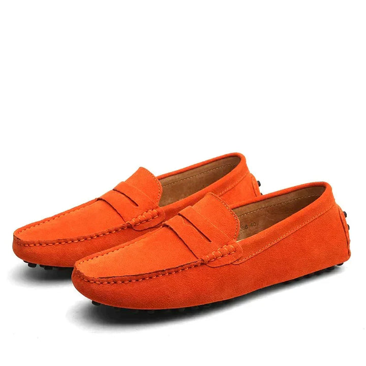 "Men's Italian-style suede loafers with elegant design, featuring premium suede and durable rubber outsole for all-season wea