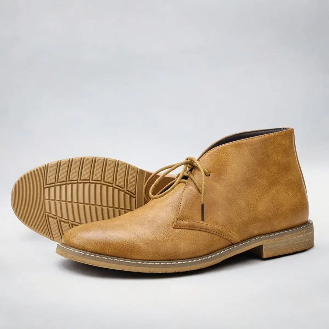 Men's smart-casual chukka boots. Lace-up ankle footwear for versatile men's fashion and everyday wear.