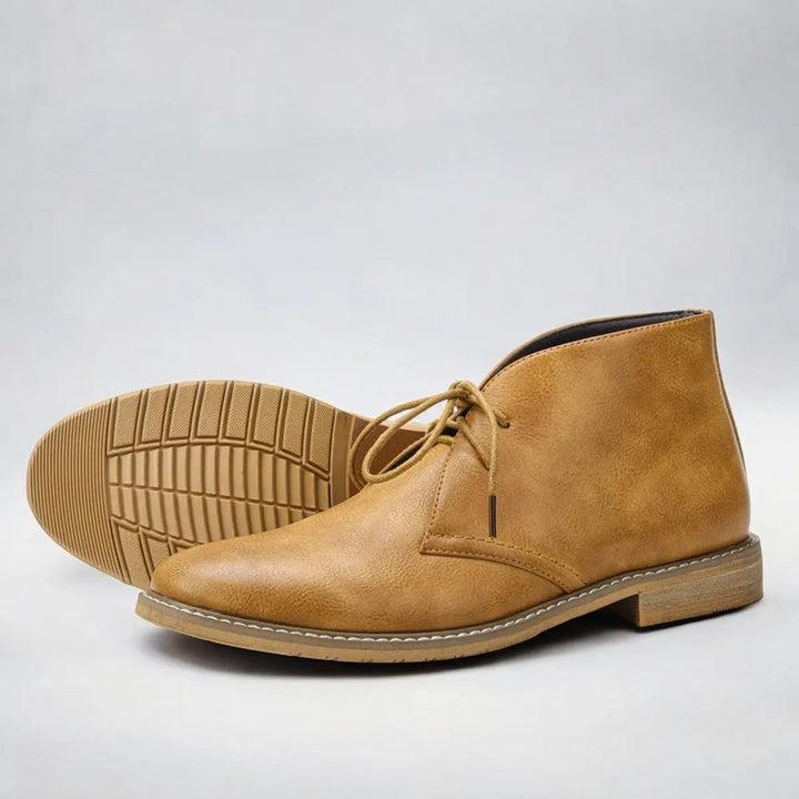 Men's smart-casual chukka boots. Lace-up ankle footwear for versatile men's fashion and everyday wear.