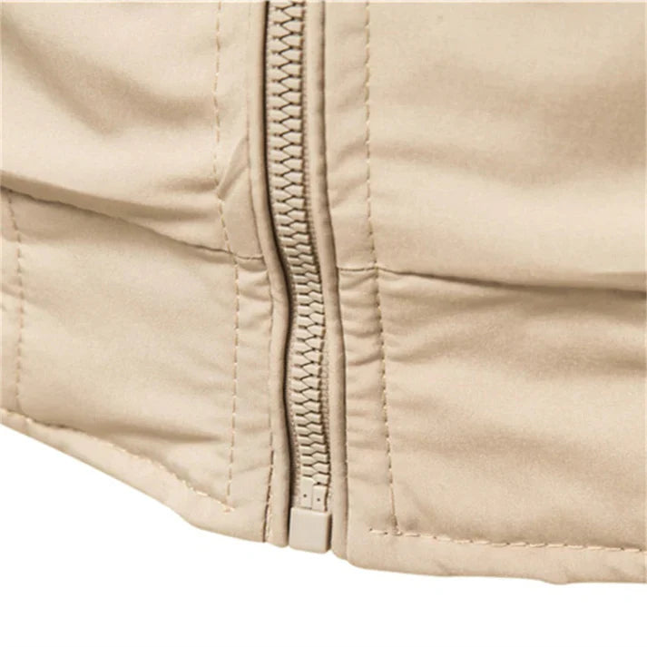 "Men's lightweight summer bomber jacket with ribbed cuffs, zip closure, sleek design in green, ideal for casual or evening we