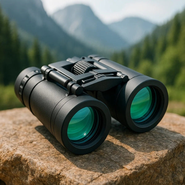"Men's military-grade HD binoculars, 40x22 magnification, compact design, long-range view, black with anti-slip grip"