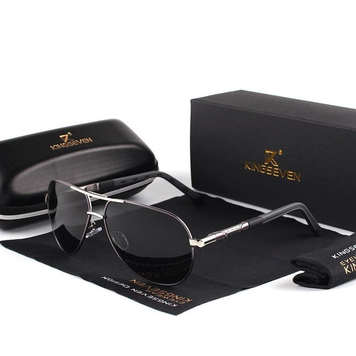 Men's polarized sunglasses with aluminum frame, vintage style, UV400 protection, ideal for stylish, glare-free vision.