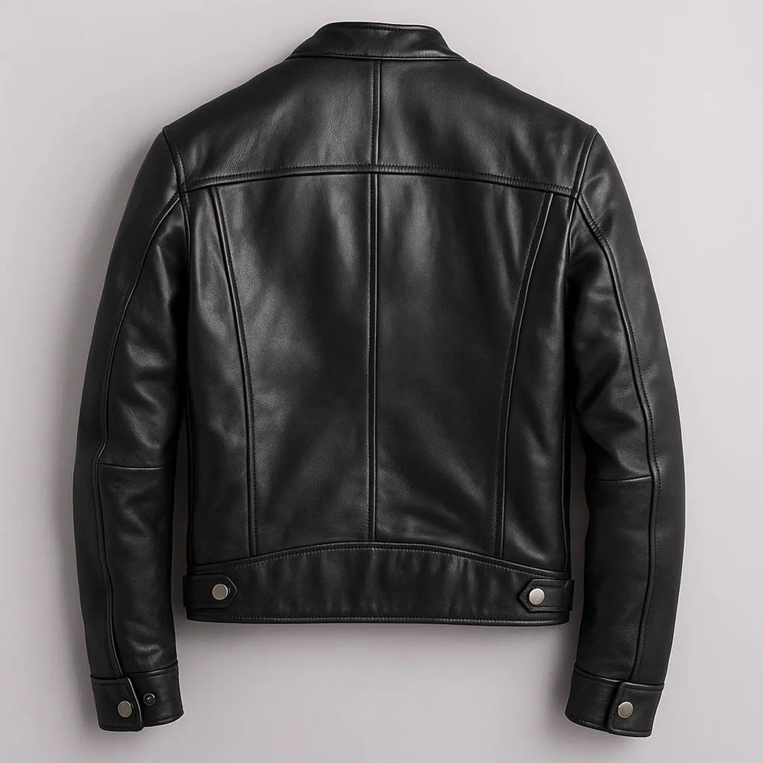 Men's fashion vintage quilted biker jacket. Faux leather, sleek zip-up for stylish casual outerwear.