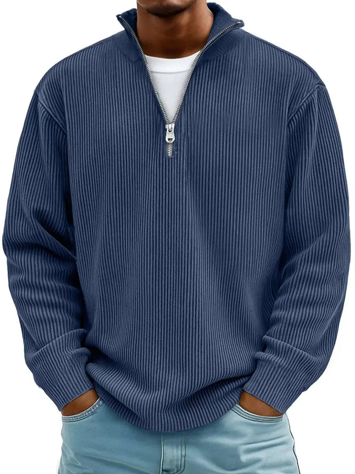 Fashionable men's quarter-zip pullover, a versatile long-sleeve top for elevated casual wear.