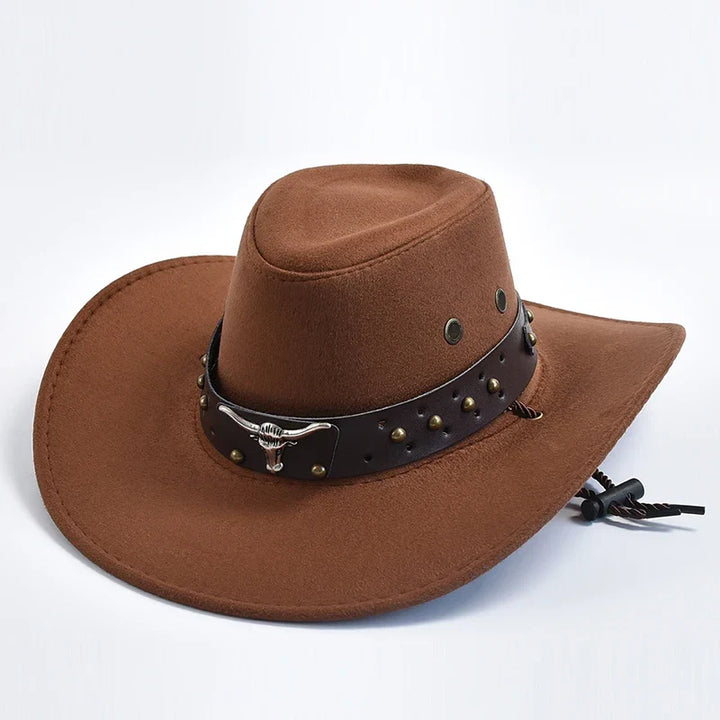 Classic men's western hat with a wide brim, ideal for summer travel and sun protection.