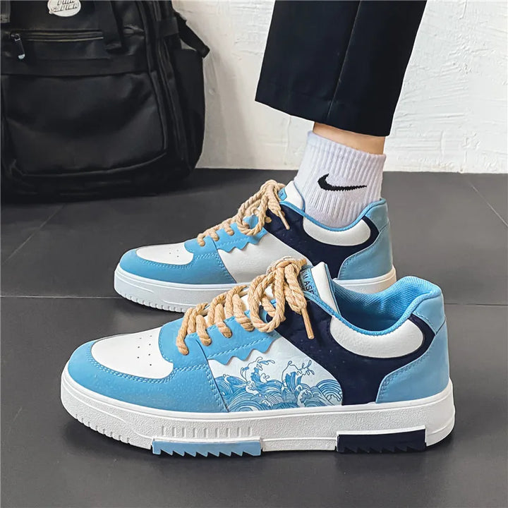 "Men's stylish Andrey sneakers, breathable, ergonomic fit, wear-resistant, versatile, white casual shoes side view"