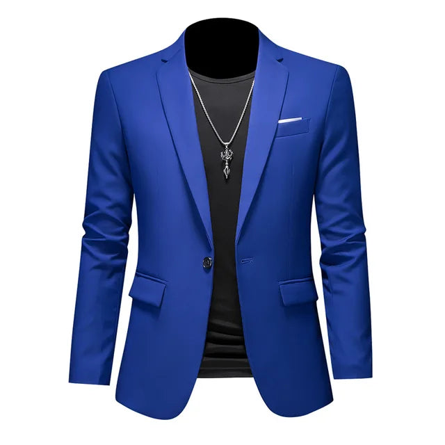 Men's tailored blazer, single-breasted with notched lapel, gray color, structured design, perfect for smart-casual settings.