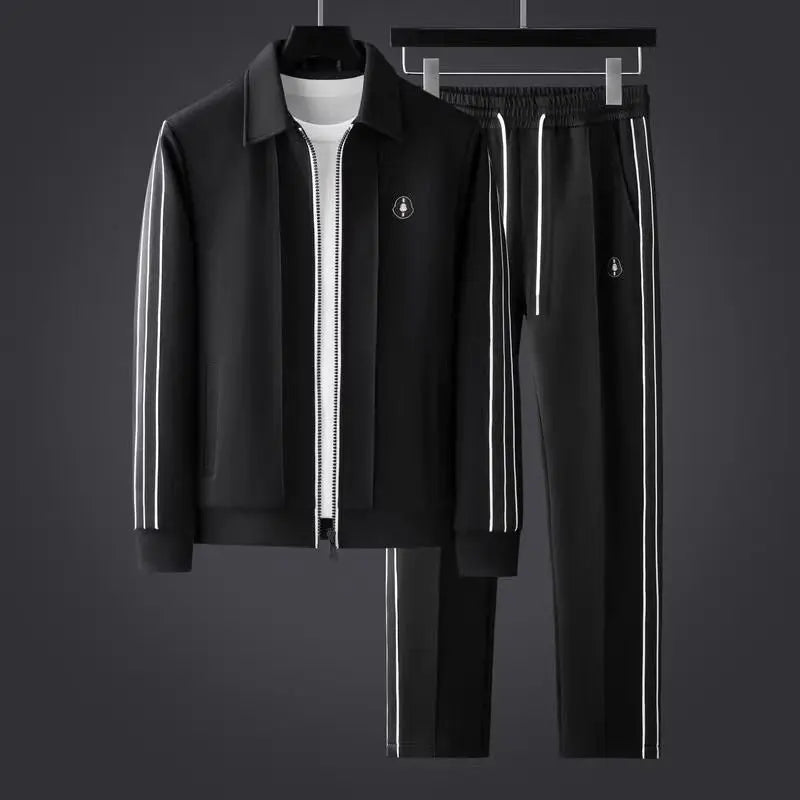 Men's athletic tracksuit set: zip-up jacket & comfortable joggers for sporty casual wear.