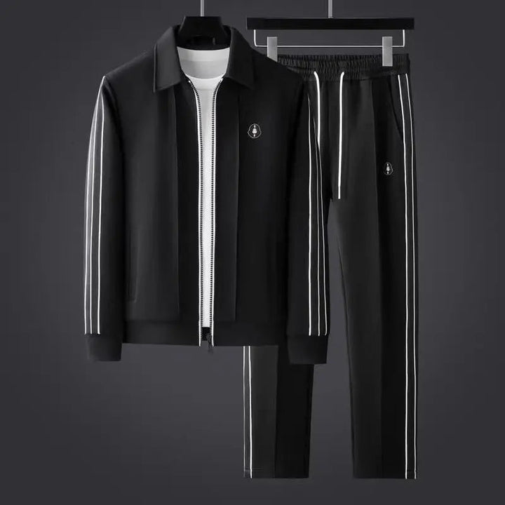 Men's athletic tracksuit set: zip-up jacket & comfortable joggers for sporty casual wear.