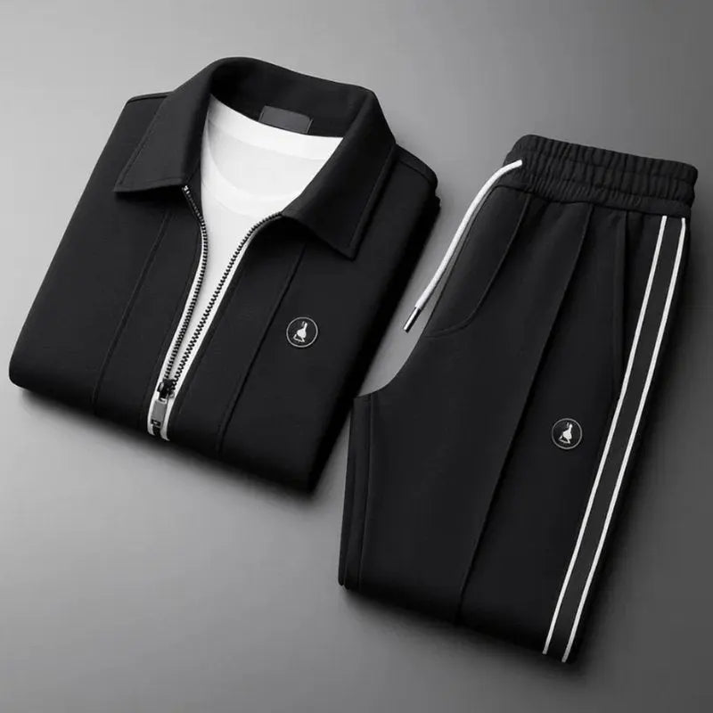 Men's zip-up athletic jacket, part of a comfortable tracksuit set, ideal for activewear.