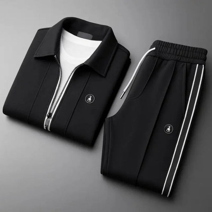 Men's zip-up athletic jacket, part of a comfortable tracksuit set, ideal for activewear.