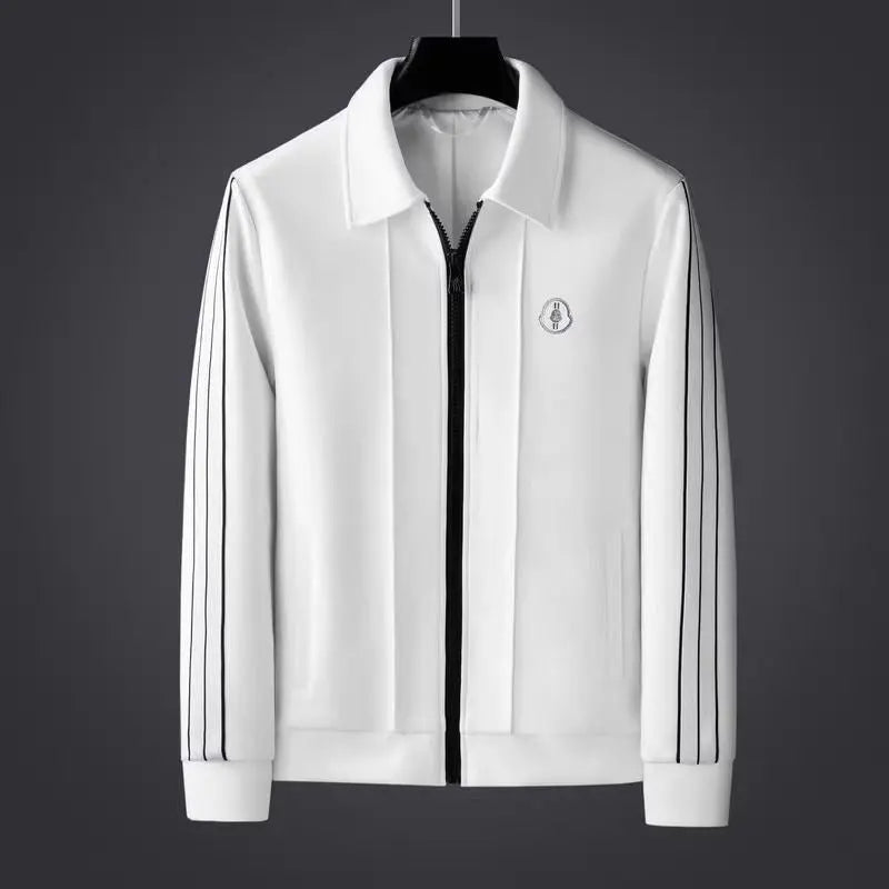 Minimalist men's athletic tracksuit set, featuring sleek zip jacket & comfortable joggers.