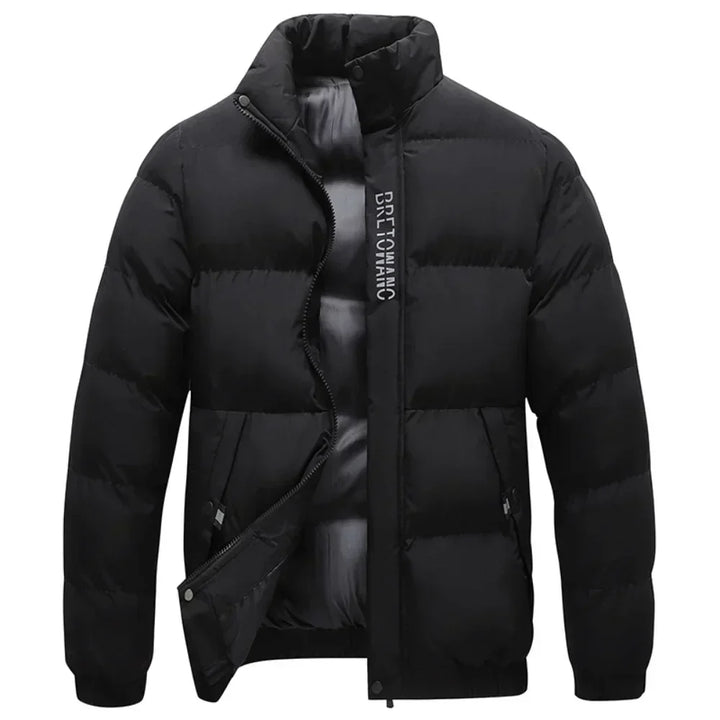 "Men's winter jacket in gray sharkskin fabric, featuring a sleek design with multiple pockets and a snug fit for outdoor wear