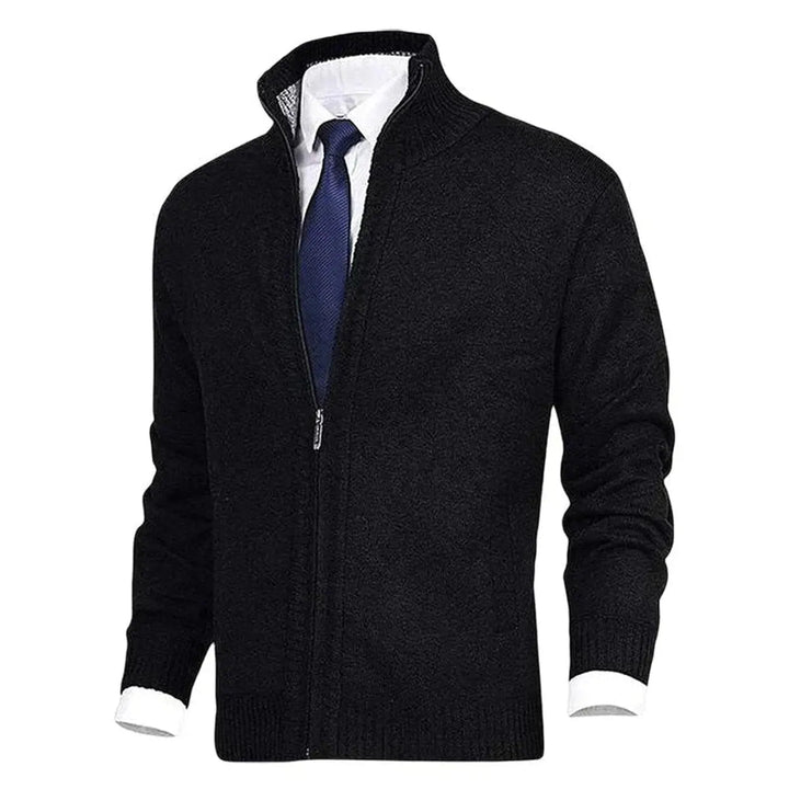 Men's outerwear: a warm fleece-lined zip cardigan, perfect for casual cool weather style.