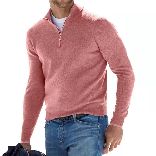 Men's V-neck knit sweater, perfect for casual comfort. Stylish long-sleeve pullover for autumn & winter fashion.