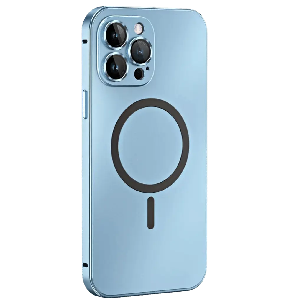 Elegant slim magnetic metal iPhone case, perfect blend of style and protective functionality.