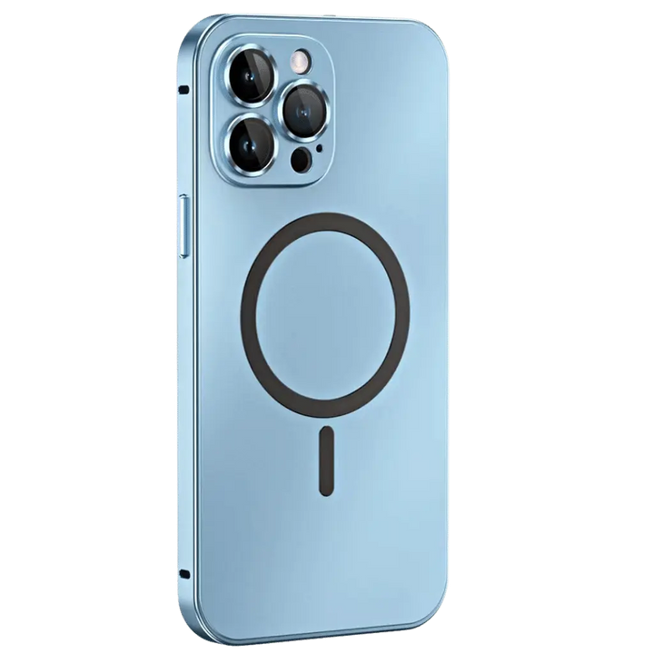 Elegant slim magnetic metal iPhone case, perfect blend of style and protective functionality.