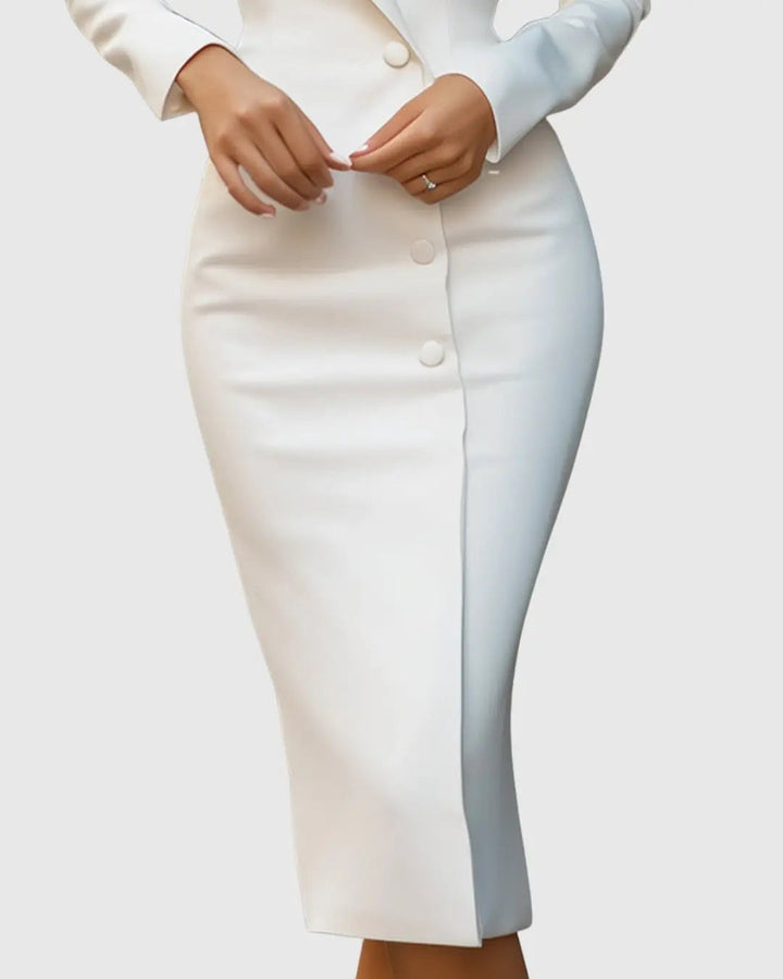Professional women's tailored blazer dress, a chic choice for business and formal events.