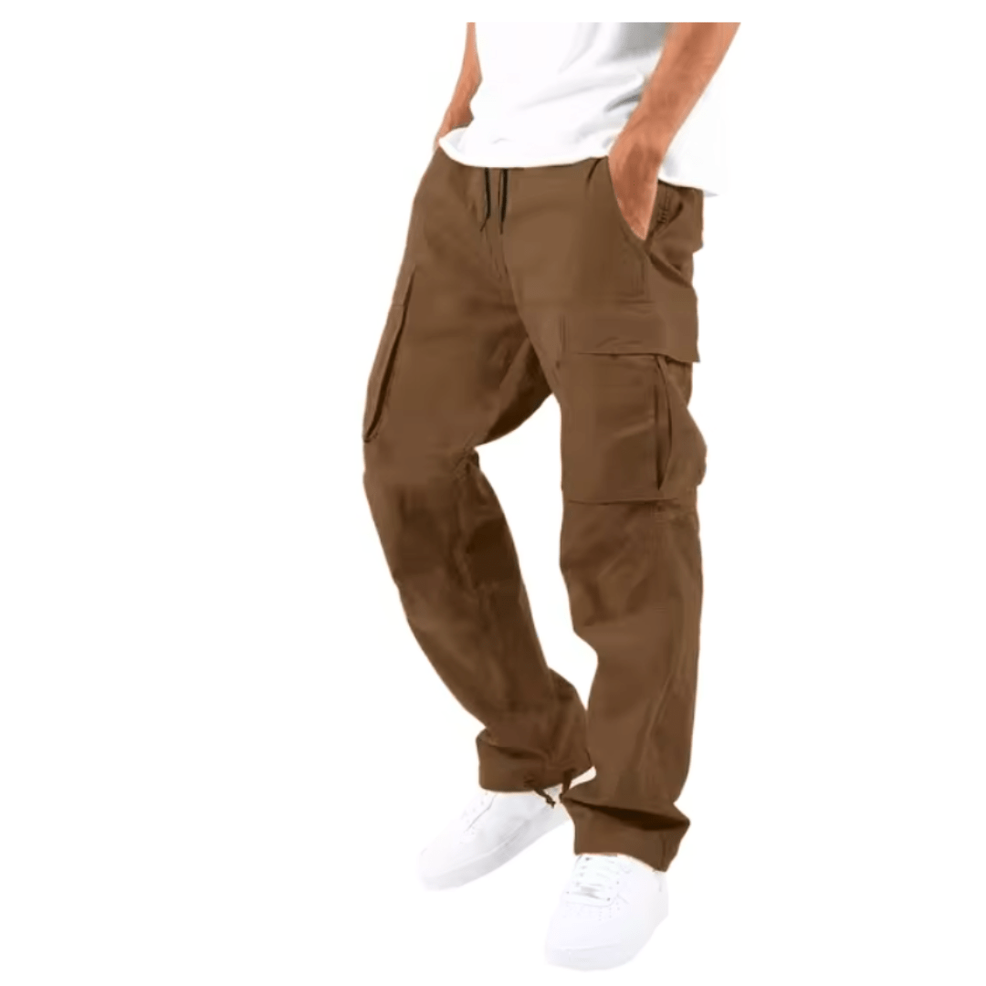 Men's durable cargo trousers with a comfortable waist and practical pocket design.