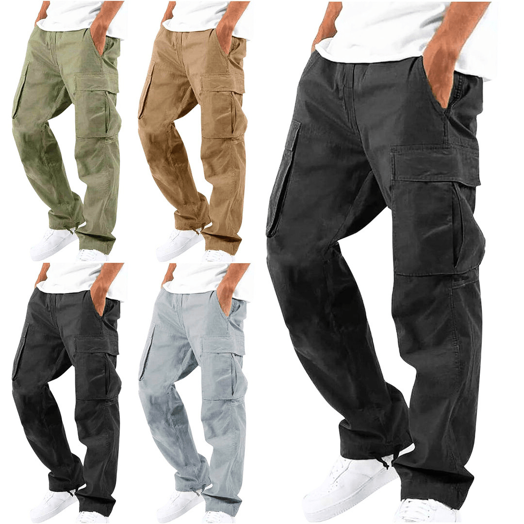 Versatile men's cargo pants with practical utility pockets for essential storage.