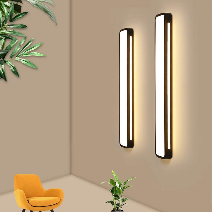 "Minimalist Nordic long LED ceiling light with sleek black finish and modern design for elegant interior lighting"