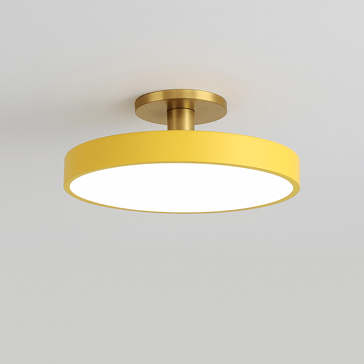 "Minimalist Nordic Macaron LED Ceiling Light in vibrant colors, round design, perfect for modern interior decor."