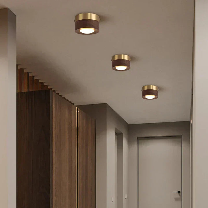 Sleek minimalist wooden LED ceiling light, perfect for contemporary homes & offices.