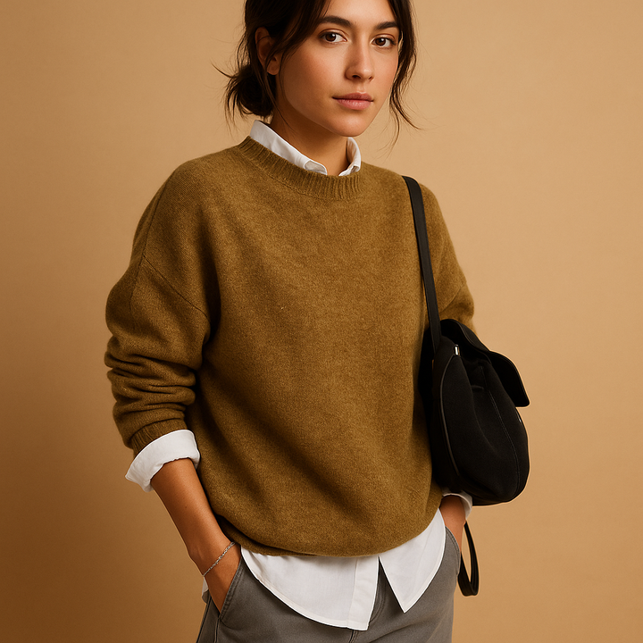 Ladies' elegant long-sleeve round neck jumper. Fine knit pullover offering timeless fit & everyday comfort for versatile fashion.