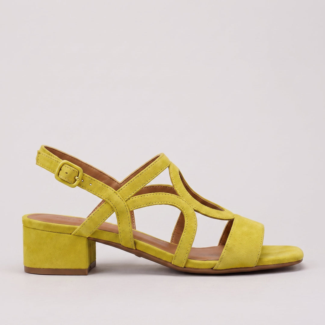 Women's vibrant summer heeled sandals with block heel & open toe. Elegant, comfortable fashion shoes for any occasion.