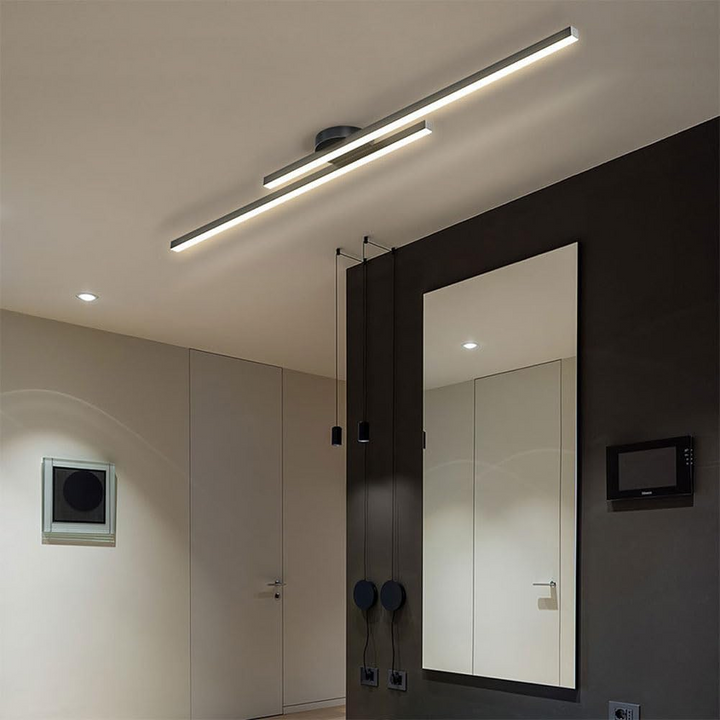"Modern aluminium semi flush mount LED ceiling light with sleek design, energy-efficient illumination, and multiple finishes.