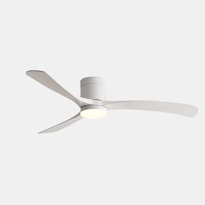 Modern LED ceiling fan, 6 speeds & reversible motor, perfect for contemporary home cooling.