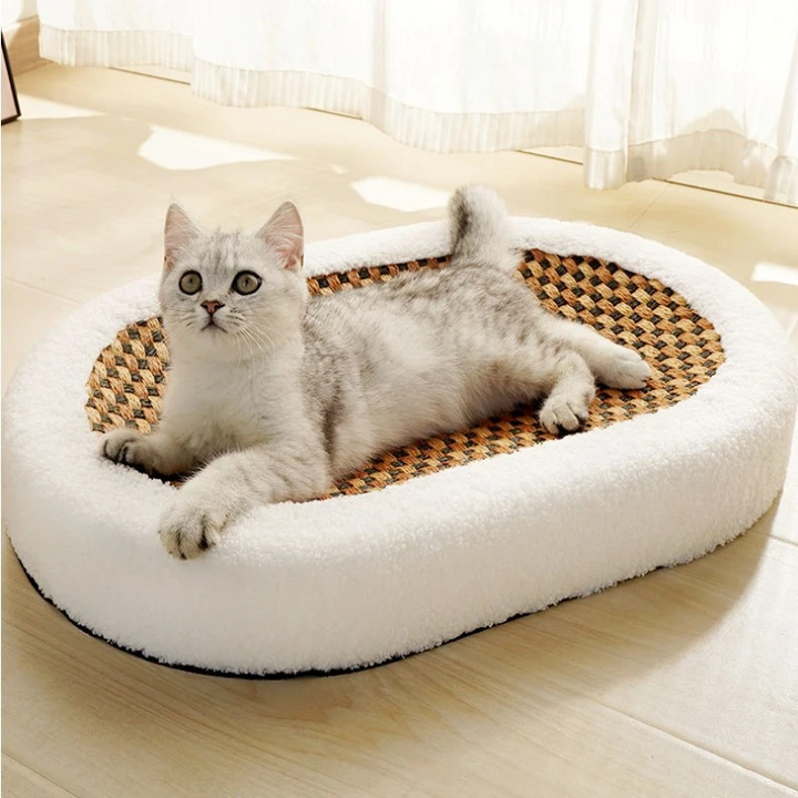 Modern Feline Scratching Lounge & Cozy Cat Bed. Durable cat scratcher, pet furniture for rest and play.