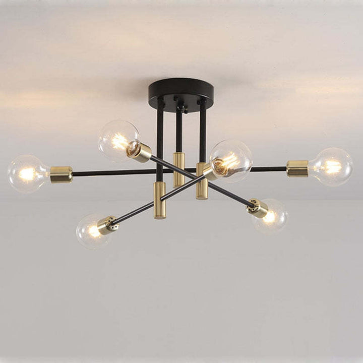 "Modern LED ceiling lamp with glass and metal design, featuring sleek lines, ideal for contemporary living spaces."