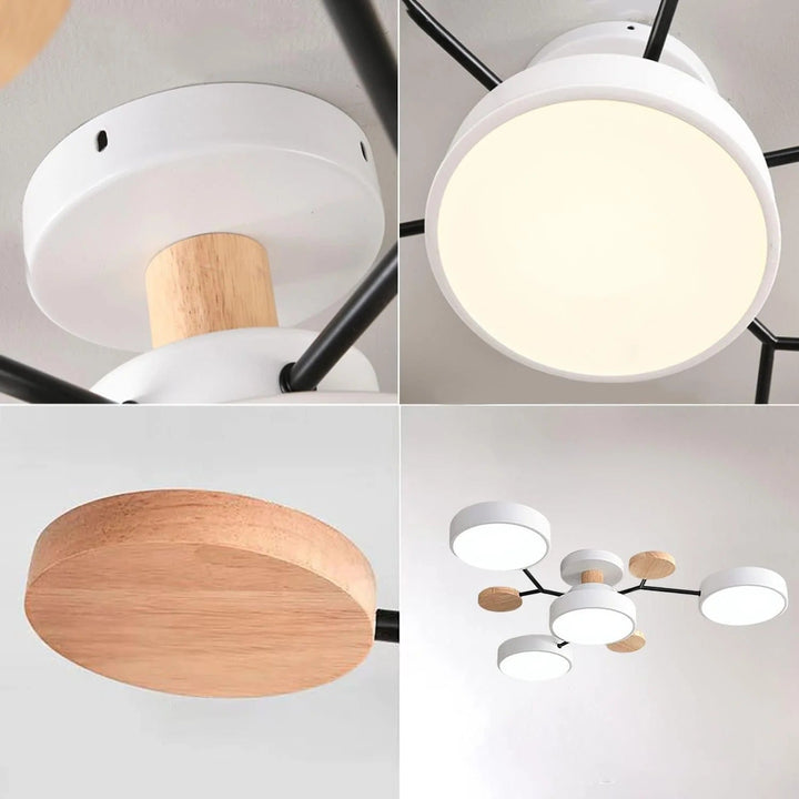 Modern LED ceiling light chandelier with sleek, minimalist design; iron and acrylic materials illuminate living rooms.