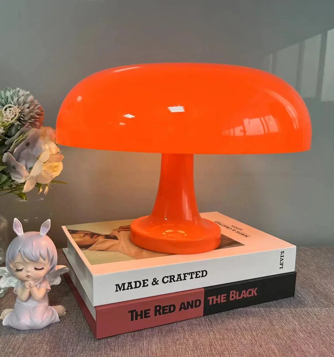 "Modern LED table lamp with USB charging, dimmable light, sleek ABS design, ideal for bedrooms or living rooms."