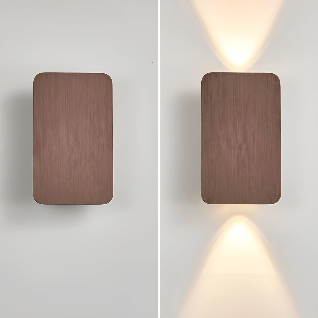 Stylish modern LED wall light, ideal for living rooms, hallways, providing ambient up/down glow.