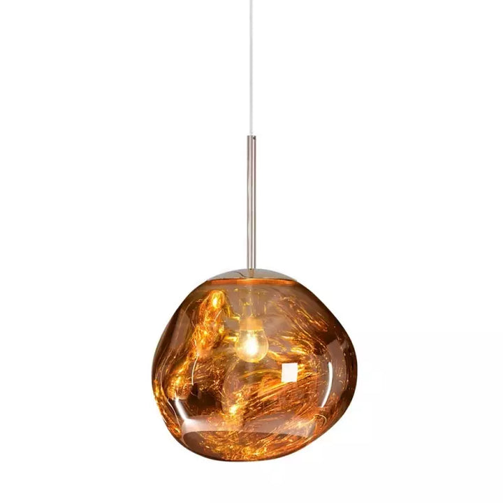 Modern Melt design pendant light, elegant metallic finish for living room decor.