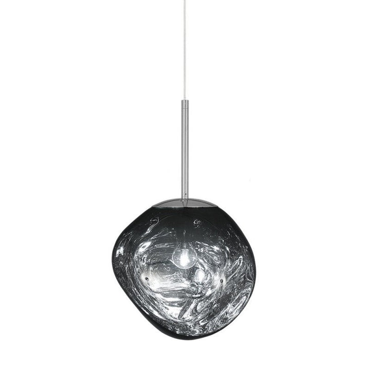 Atmospheric Melt pendant light, modern design lamp, elegant metallic glow for the living room.