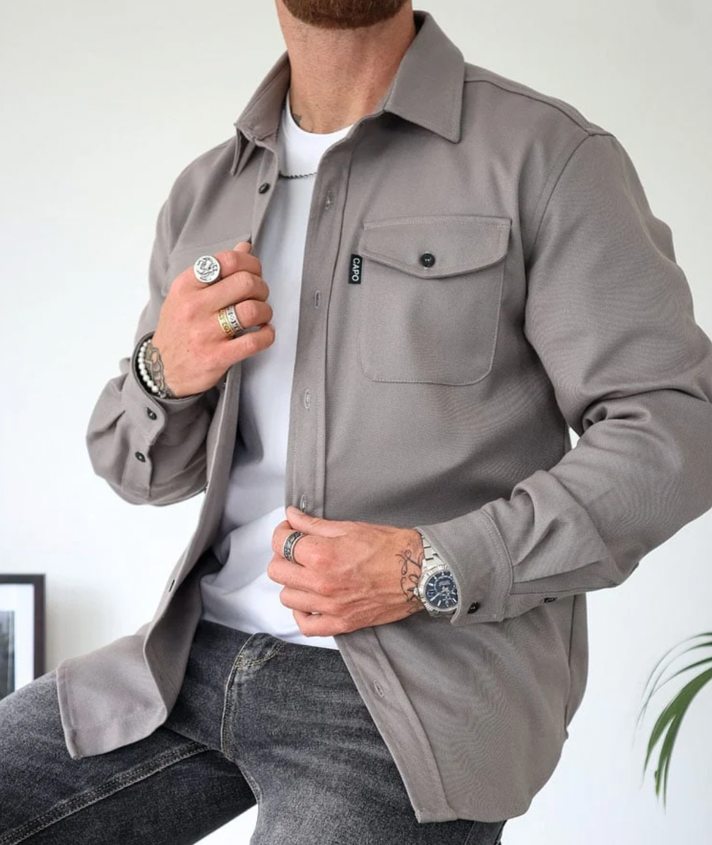 Elevate your style with this men's modern dress shirt, suitable for formal or casual wear.